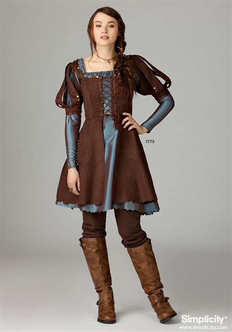 misses medieval dress costume  pattern    lengths