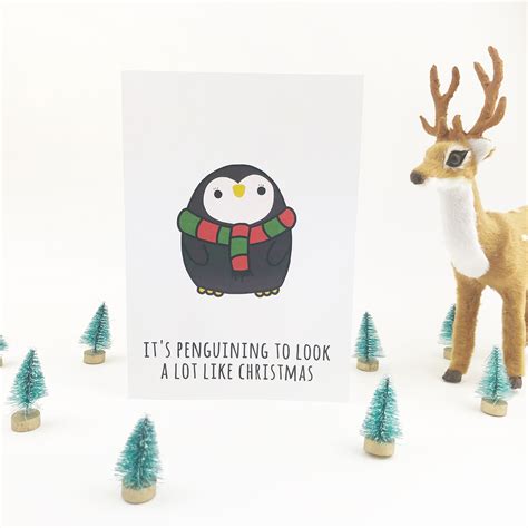 Cute Christmas Card Funny Pun Card Merry Christmas Penguin Etsy