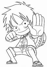 Coloring Luffy Pages Chibi Printable Kids sketch template