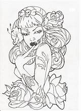Tattoo Zombie Outline Pinup Coloring Deviantart Pages Girl Drawings Outlines Drawing Adult Printable Sketches Fairy Skull Sheets Books Stuff Book sketch template