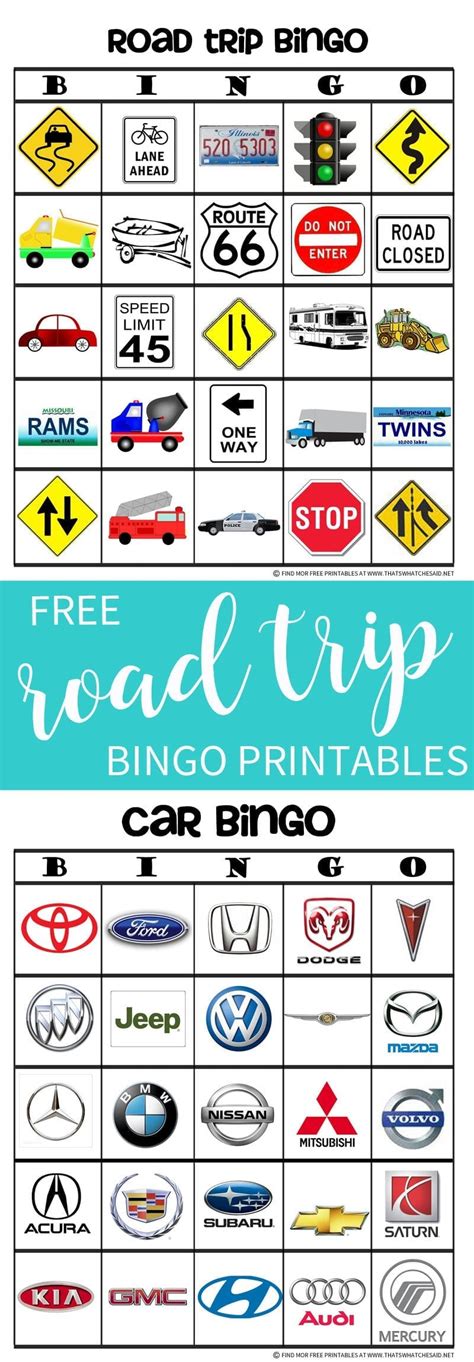 car bingo  printable