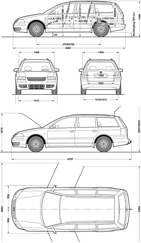 vw cars vw passat volkswagen passat variant wagon blueprint drawing