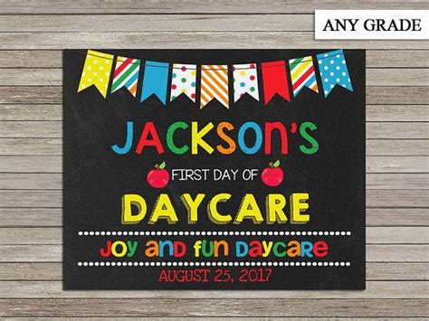 day  daycare chalkboard school sign  day  daycare sign