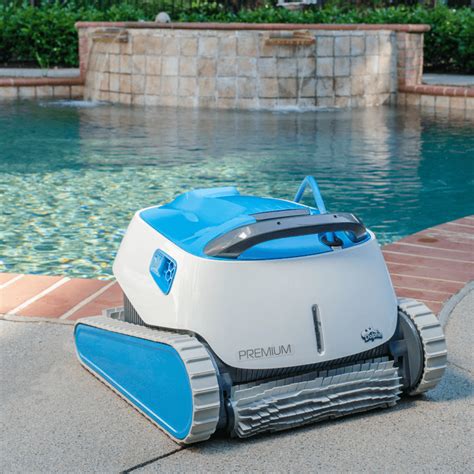 dolphin premium wifi capable robotic inground pool cleaner  bluetooth  caddy cart pool