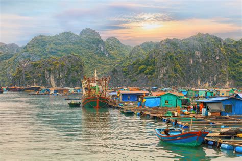 asian floating village  halong bay maximize