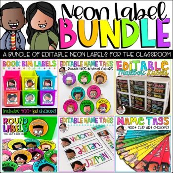 bright label bundle  label sets  learning  wonderland tpt