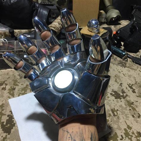 iron man glove metal mark  wearable gauntlet armor  led etsy