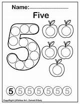 Number Dot Preschool Marker Coloring Pages Numbers Activity Learning Worksheets Printable Five Counting Print Color Activities Printables Kids Toddler Choose sketch template