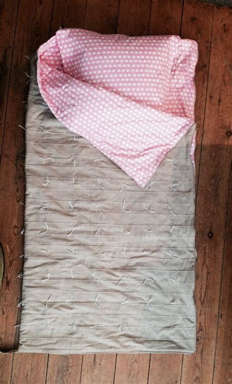 hand tied homemade summer cotton sleeping bag so much better then synthetic fabric when it s
