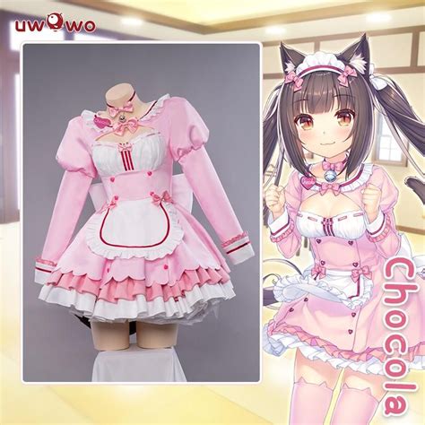 Uwowo Game Nekopara Vol 4 Chocola Maid Dress Cosplay Costume Cute Pink
