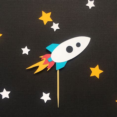 Rocket Cupcake Toppers Space Theme Picks Outer Space