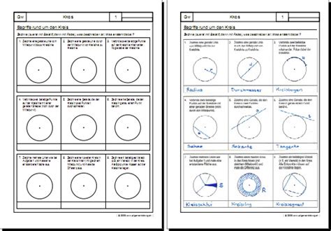 kreis begriffe gratis mathematikgeometrie arbeitsblatt