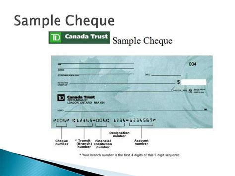 td bank cheque sample