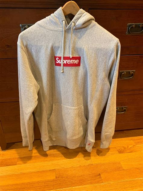 supreme supreme fw  grey box logo hoodie grailed