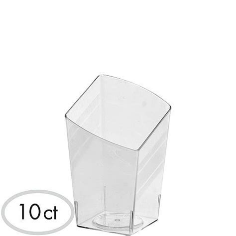 Mini Clear Plastic Slanted Tumblers 10ct Tasting Party Black Candy