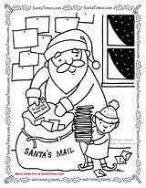 Santa Coloring Workshop Santas Pages Mailbox Christmas Mailbag Printable Getcolorings Sleigh Mail Color North Bag Reindeer Food sketch template