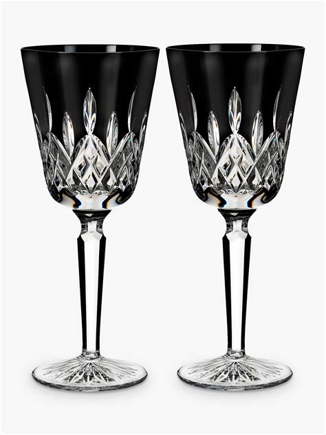 Waterford Black Tall Cut Crystal Glass Goblet Set Of 2 At
