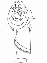 Colouring Sari Mewarnai Cantik Wanita Countries Paud Grandmother Coloringhome sketch template