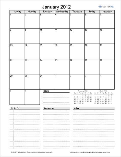 monthly planner template  printable monthly planner  excel