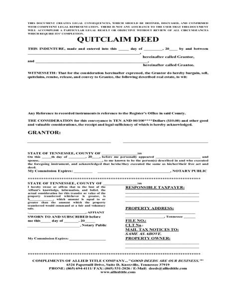quitclaim deed template tennessee edit fill sign  handypdf