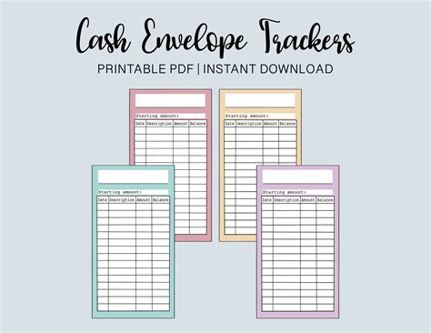 cash envelope tracker printable printable word searches
