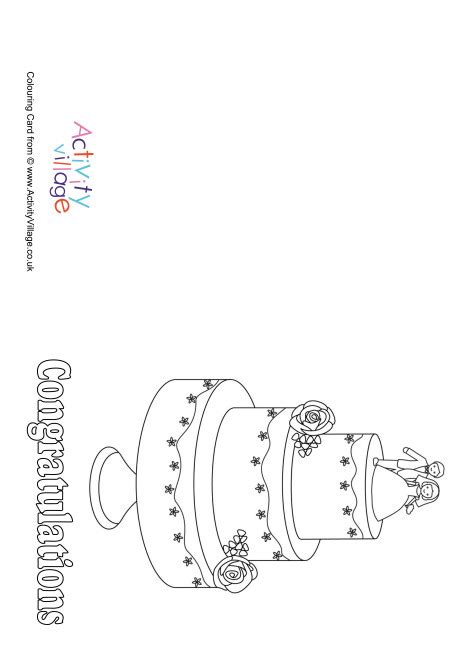 wedding cake colouring card