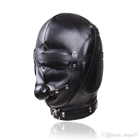 black soft leather bondage mask sm totally enclosed hood