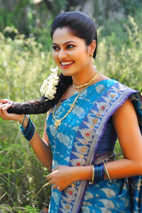 cute south indian actress suhashini in blue saree latest photo shoot gallery photo plus gold
