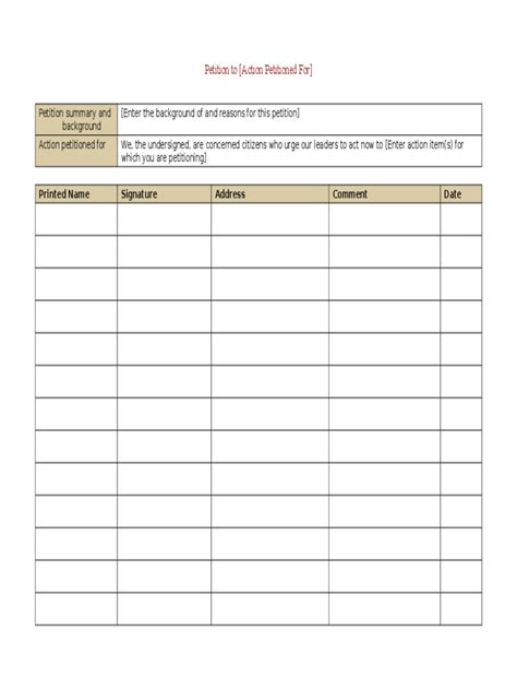 petition template   templates   word excel