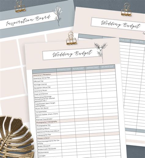 downloadable  printable wedding planner worksheets