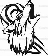 Wolf Tribal Howling Coloring Pages Drawing Tattoo Moon Native American Loup Clipart Wolves Stock Lobo Illustration Head Jackal Predator Sticker sketch template
