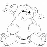 Heart Bear Coloring Cute Pages Printable Hearts Categories sketch template