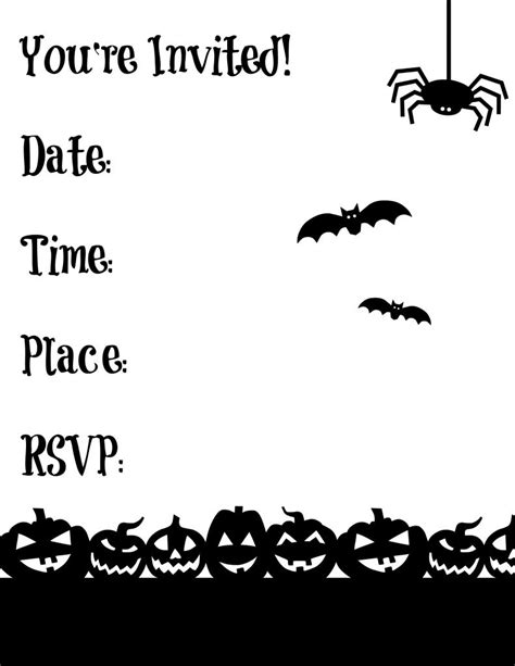 halloween invitations  printable black  white  printable
