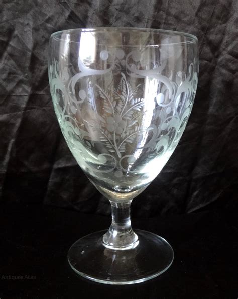 Antiques Atlas French Engraved Large Glass Wine Goblet