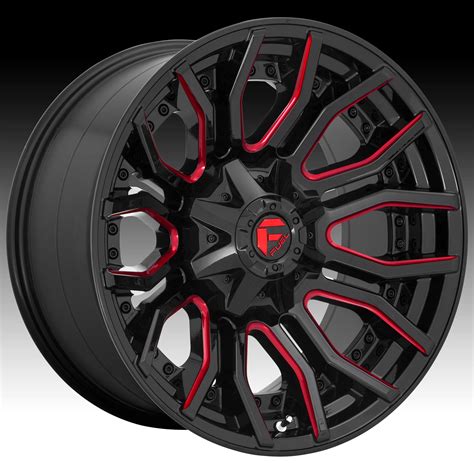fuel rage  gloss black milled red tint custom wheels rims  rage fuel pc