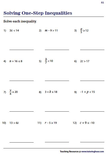 step inequalities worksheets  step equations solving