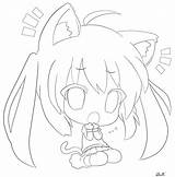 Girl Cat Anime Coloring Line Pages Library Clipart Cute sketch template