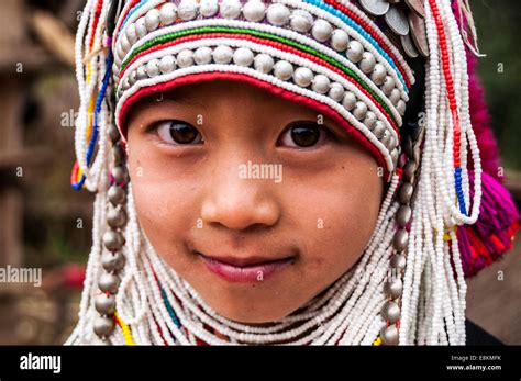 Traditionally Dressed Girl From The Akha People Hill Tribe Ethnic