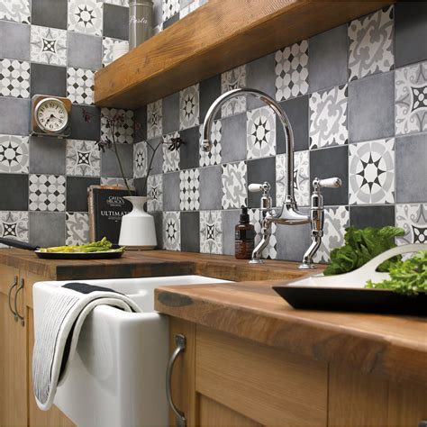 parian patchwork decor greys ceramic wall floor tile  pack