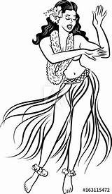 Hula Girl Drawing Hawaiian Dancing Pop Retro Vector Paintingvalley Grass Skirt Drawings sketch template