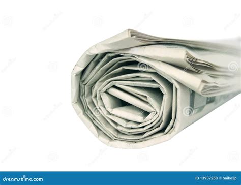 rolled newspaper isolated stock photo image  reading