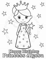 Birthday Princess Coloring Pages Happy Personalized Printable Kids Getcolorings Favor Childrens Party Color Etsy Colouring Getdrawings Choose Board sketch template
