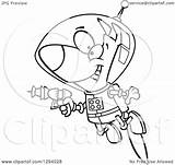 Dog Space Cartoon Happy Jet Flying Illustration Toonaday Clipart Lineart Royalty Holding Ray Gun Pack Outline Vector Raygun Getdrawings Drawing sketch template