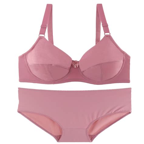 Seamless Solid Color Plus Size Bra And Panty Set Plus Size E Cup Women