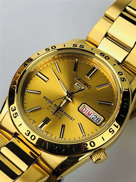 seiko  automatic gold pvd stainless steel mens  snkek