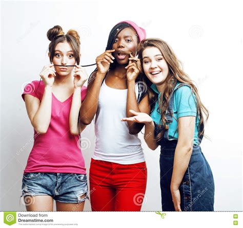 Diverse Multi Nation Girls Group Teenage Friends Company