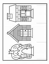 Pigs Little Three Houses House Template Colouring Pig Coloring Activities Pages Story Craft Templates Choose Board Activity sketch template