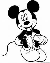 Mickey Coloring Mouse Pages Sitting Disney Down sketch template