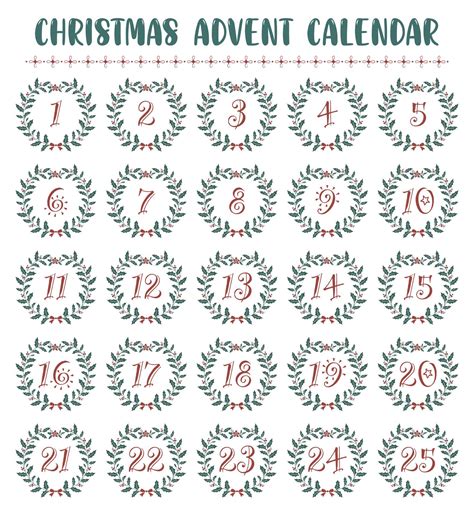 printable christmas advent numbers printable advent calendar