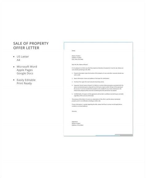 letter  offer  purchase property template resignation letter